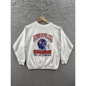 Vintage Super Bowl XXI 1987 Denver Broncos 1986 AFC Champions White Sweatshirt